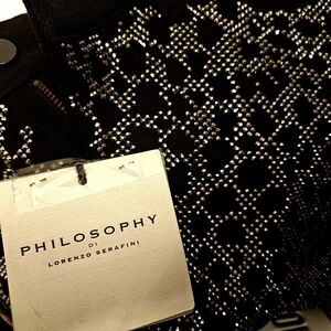 Philosophy Di Lorenzo Serafini Black Rhinestone Pants Womens Sz 8 new/tag